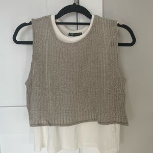 Zara White Knit Layered Tank Top